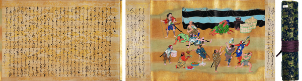 Illuminierte Querrolle: Eboshiori 烏帽子折/ Der Hutmacher / The Hatter, Mitte 17. Jh.  Tusche, Pigmente und Gold auf Torinoko-Papier, 33,5 x 1660 cm, Staatliche Museen zu Berlin, Museum für Asiatische Kunst, Schenkung Marie Meyer und Ernst Grosse, Fotografie: Jürgen Liepe.