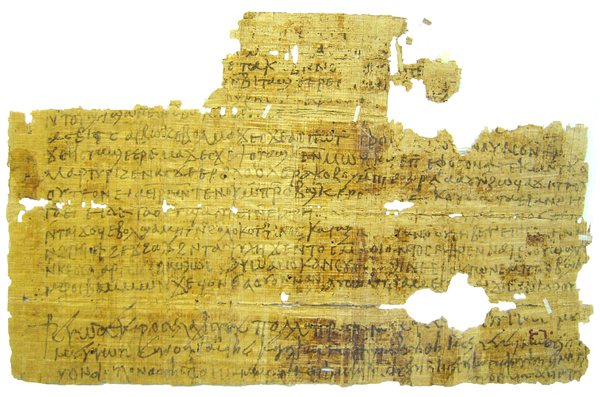 Die Abbildung zeigt einen aus Ägypten stammenden bilingualen Brief, der auf das 6. Jahrhundert datiert. Die oberen beiden Absätze sind in koptischer Sprache geschrieben, der untere Teil enthält eine Grußformel auf Griechisch. Foto: Loreleï Vanderheyden 